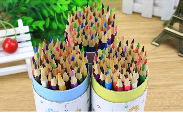 汇林 48色 纸筒桶装木杆彩色铅笔学生儿童绘画笔画画笔填色笔彩铅